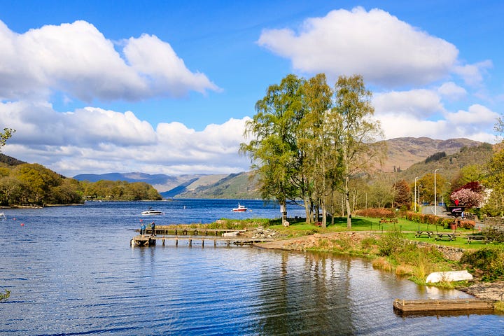 St Fillans on Loch Earn, where Drummond estate owns large sections of shoreline; looking over Glen Lednock, where two privately-owned farmed are surrounded by three large estates; further down Strathearn the land is farmed by some smaller estates; the ‘courtly, 17th century Scottish Renaissance garden’ at Drummond Castle is open to the public in summer © Felicity Martin