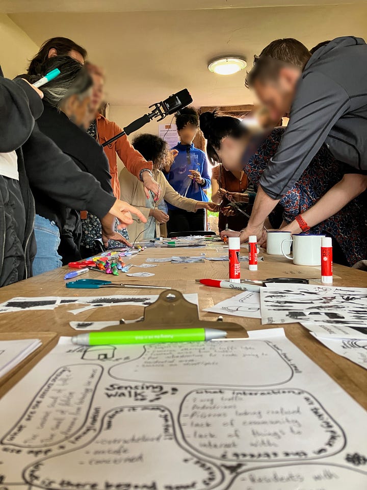 Participants creating a sensory diagram of the Holyhead Road