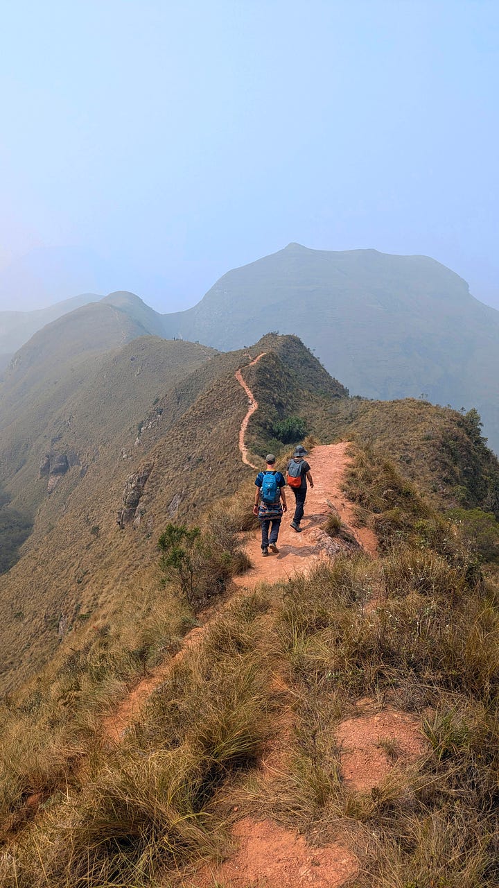 Elusive views from the top of Fuerte de Samaipata (left); the trail to Cuevas (right)