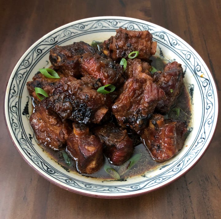 Gluten free dumplings and caramel pork ribs 