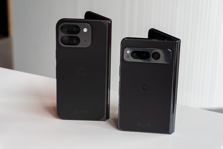 The Google Pixel Fold versus the Pixel 9 Pro Fold, captured by Max Buondonno for The Shortcut.