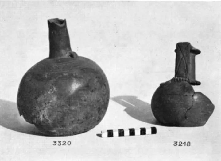 Vases Dating To Early Antiquity, Fragment Of Patterned Bowl, Early Atniquity Jugs, bronze knife & bronze hand