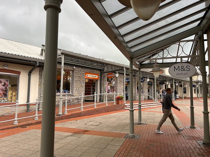 Clarks Village Shopping Centre, Street, Somerset. Plenty of green spaces and trees along with covered walkways. Images: Roland's Travels