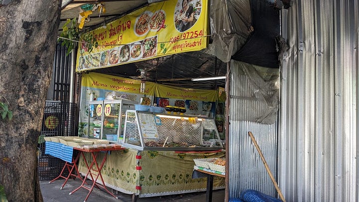 scenes of various vegetarian lunch buffets - Im Jai, Pinya and Ming Kwan Suan Dok - in Chiang Mai, Thailand / Dec. 2024 + Jan. 2025