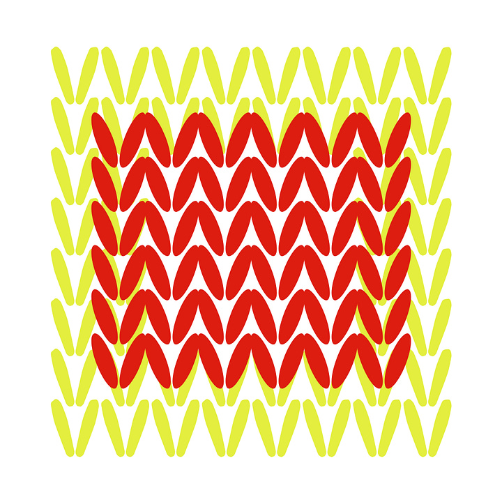 Left: illustration of Woven darning; Right: illustration Swiss darning