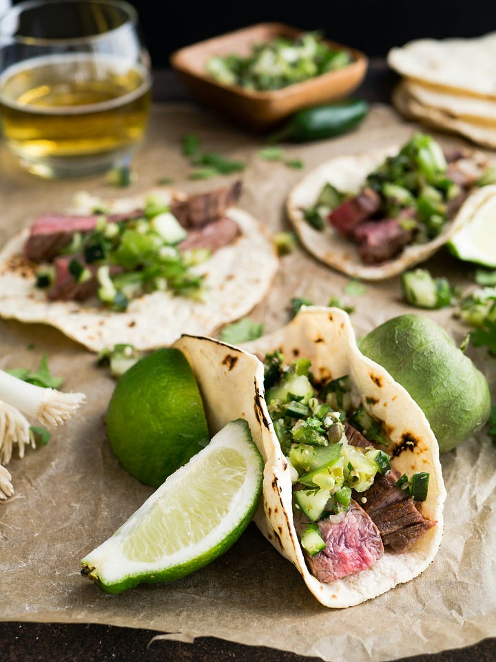 Margarita marinated flank steak tacos, Handmade Tortillas in Mexico City Photos by Christine Siracusa, and Dennis Schrader Unsplash