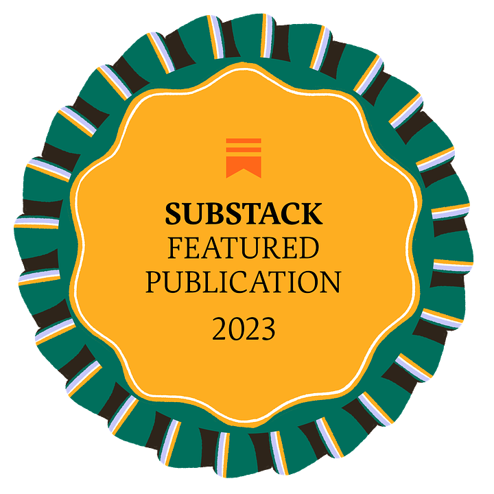 Badges showing The Metropolitan as been a Substack featured publication in 2022 & 2023