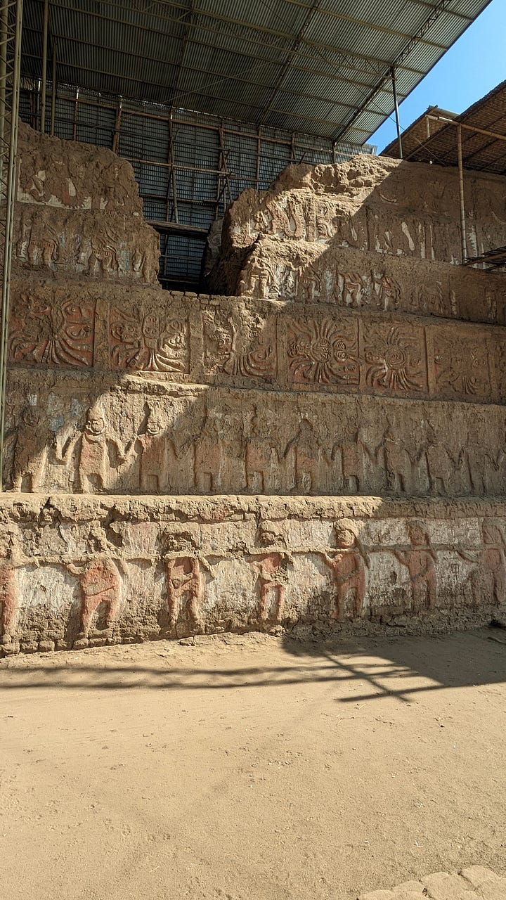 Left: Chan Chan; Right: Moche temple of the moon (Huaca de la Luna)