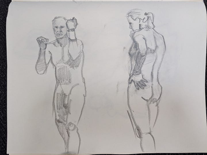 Male life model in dynamic poses