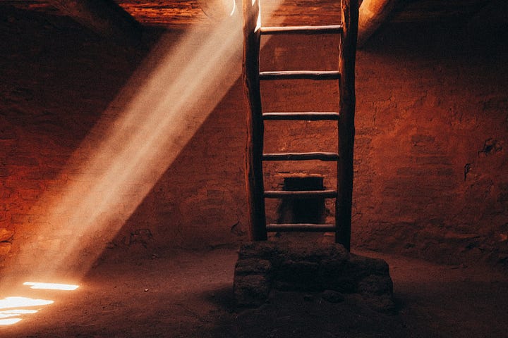 Images of light beams and dust in Santa Fe, New Mexico