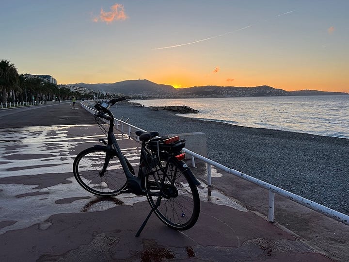 Bike on the Promenade des Anglais; Place Garibaldi, Nice