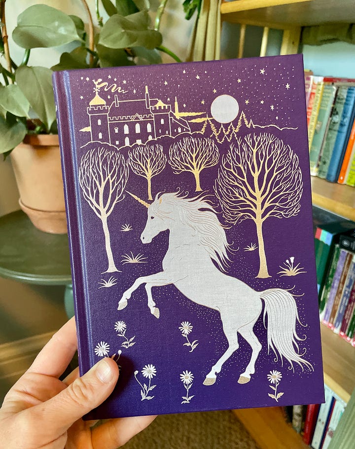 Anna's Folio edition of The Little White Horse, and The Runaways, another title for Linnets & Valerians. Anna's shelf also includes the recipe book, Cherry Cake and Ginger Beer, which contains a few recipes from The Little White Horse! 