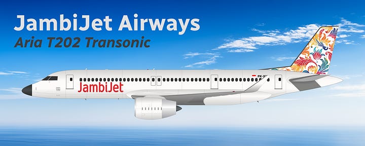 JambiJet's planned fleet additions: 1) Aria T202 Transonic, and 2) Aria T152 Transonic.