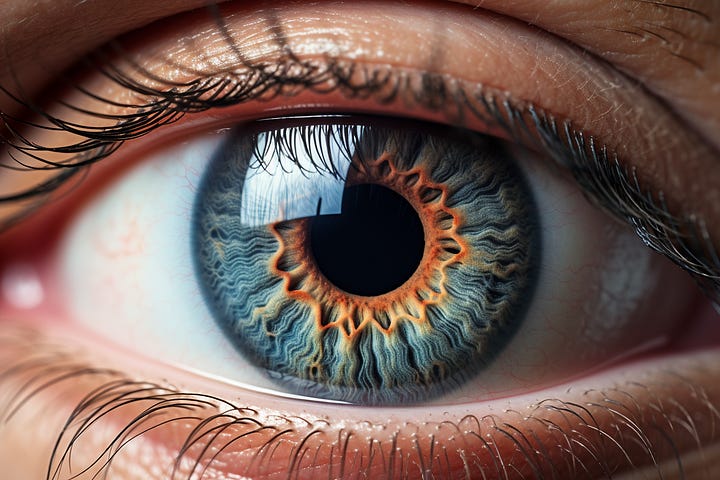 Two close-ups of a human eye in Midjourney