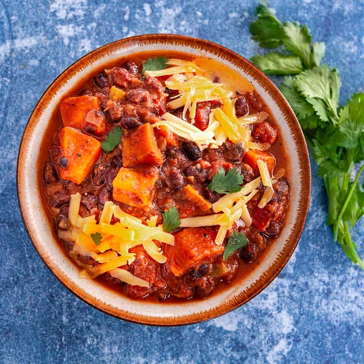 rice noodles with veg + IP sweet potato chili 