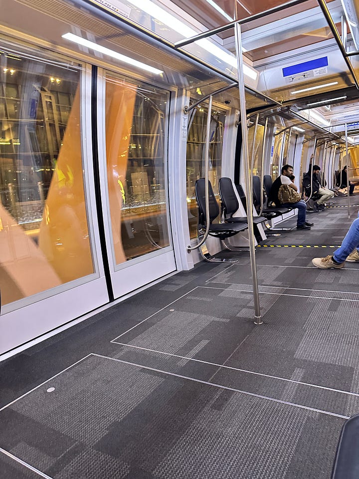 inside of Doha Metro train