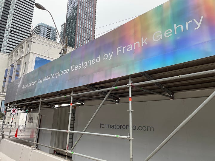 A new Frank Gehry tin can is coming to Toronto with Forma, but right now it's just a giant hole in the ground; Brian Helgeland introducing FINESTKIND; my chicken and rice bowl from Alijandro's Food Truck (not pictured is my baklava ice cream crumble for the walk back to the hotel at 11:30pm); Guneet Monga and Nikhil Nagesh Bhat introducing KILL.