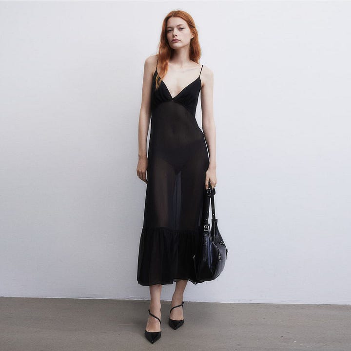 sheer ballet flats, sheer lace top and sheer dress