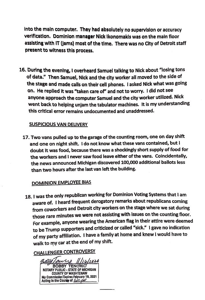 Mellissa Carone's affidavit from the 2020 election