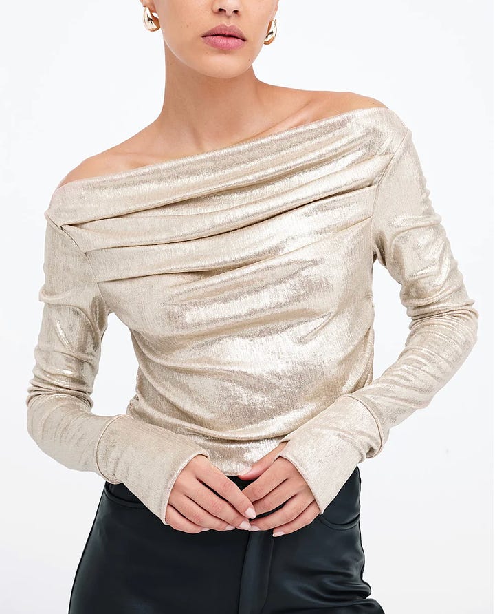 Metallics like silver, gold, gunmetal, bronze can be elevated to a luxurious level by pairing with a red lip.