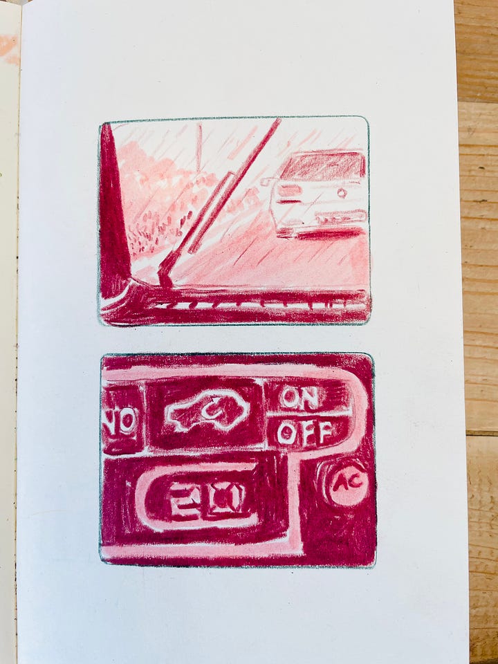 drawings of view from car