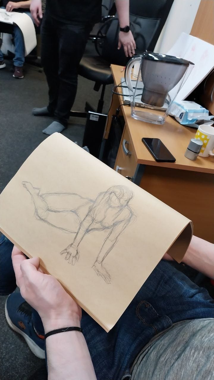 life drawing of nude model in cardiff