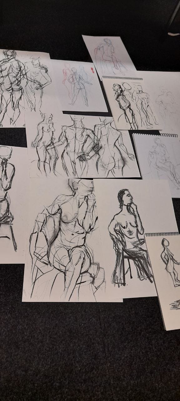 nude female life drawing in wales