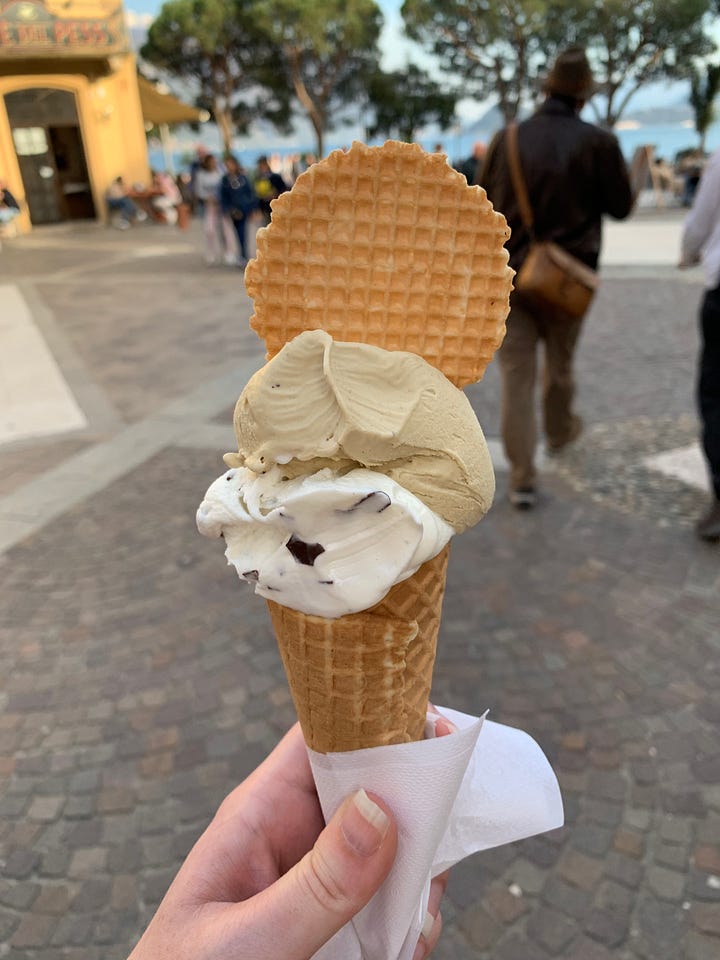 photos from Menaggio on Lake Como of gelato, the views, pasta, the lake