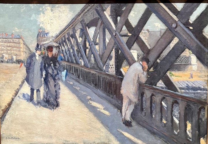Four paintings by Gustave Caillebotte with unusual angles