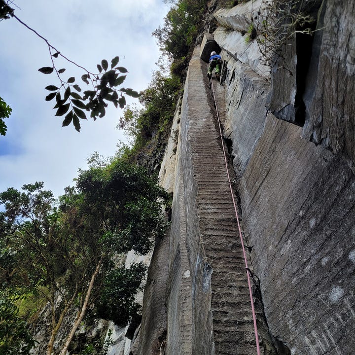 Rock climbing in the Columnas de Tangán in Ecuador