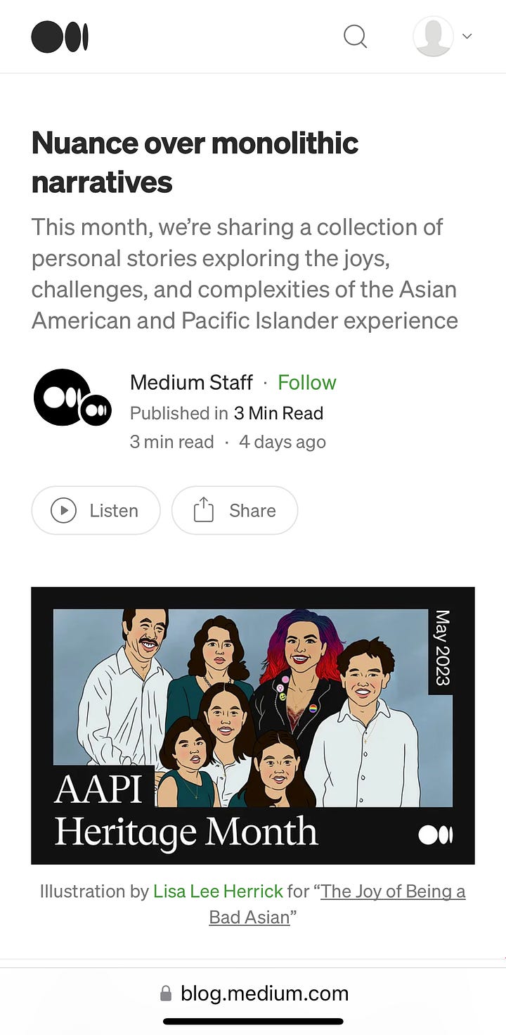 Blessed to have my words highlighted in Medium. Some friends at the ENDC party. AAPI Heritage performers in beautifull costumes.