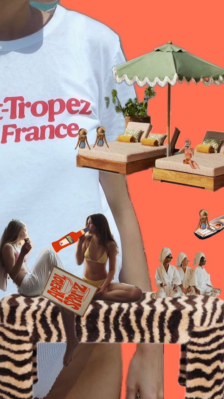 Collage of trad housewives and collage of luxury life in France