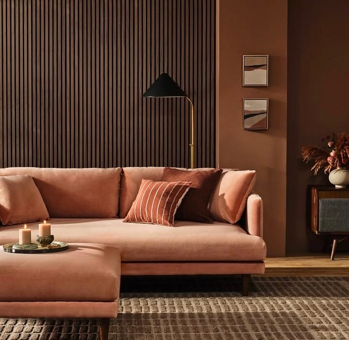 rich warm earthy tones combined with wood in the living room