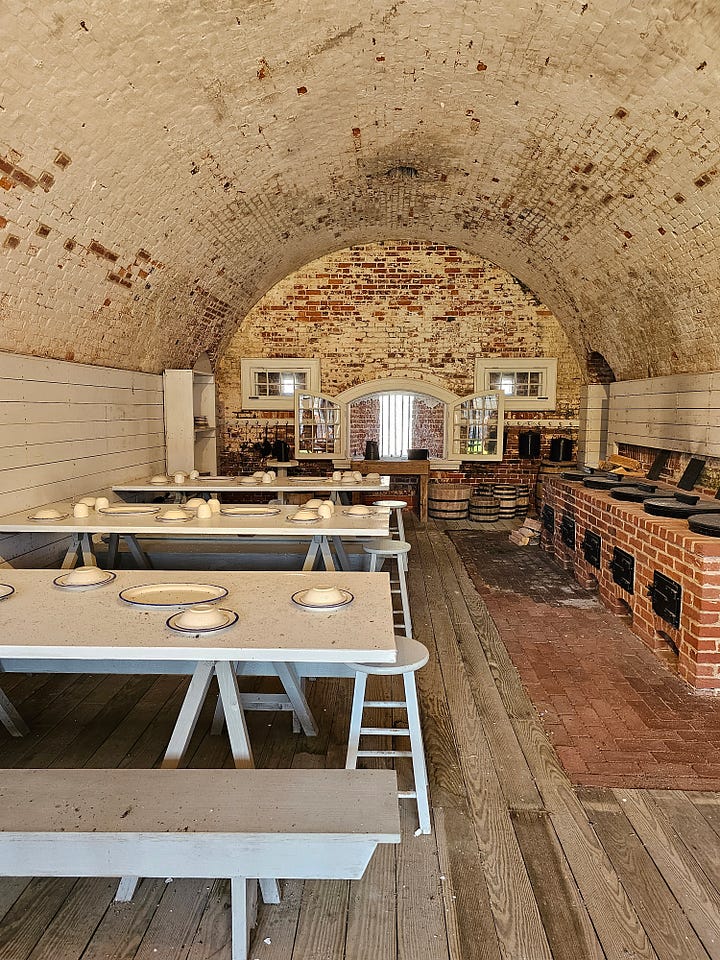 Images showing the inside of Fort Macon in North Carolina.