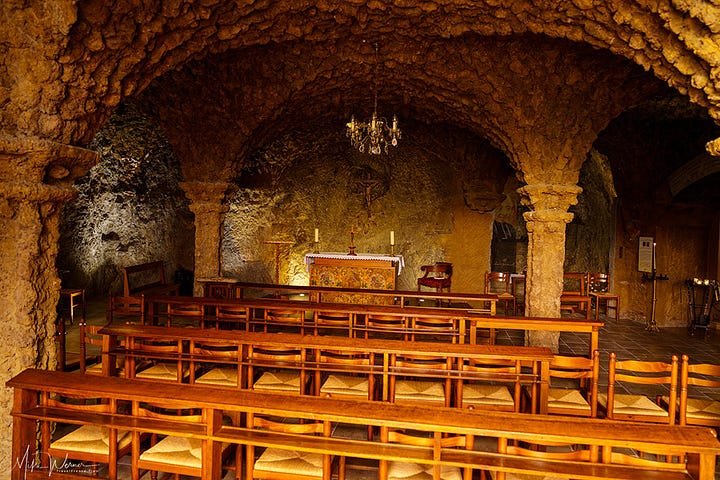 Inside the grotto chapel