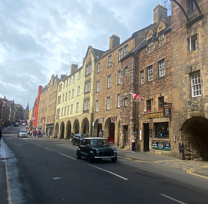 St. Giles Cathedral and the Royal Mile in Edinburgh, Scotland.