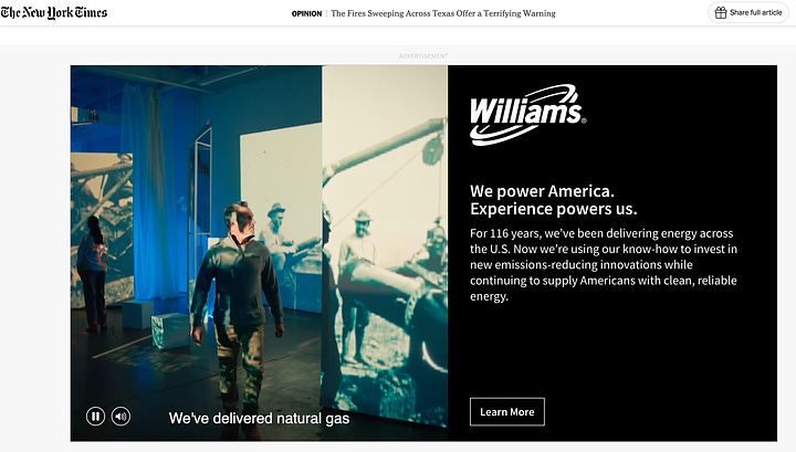 Williams Companies fracked-gas greenwashing