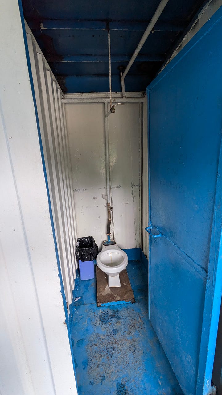 The onboard facilities: note the shower tap directly above the toilet for convenience