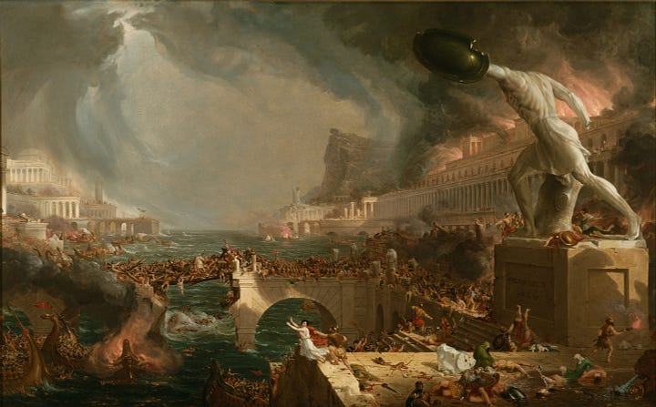 Thomas Cole's The Course of Nations. Learn more at https://artincontext.org/the-course-of-empire-by-thomas-cole/.