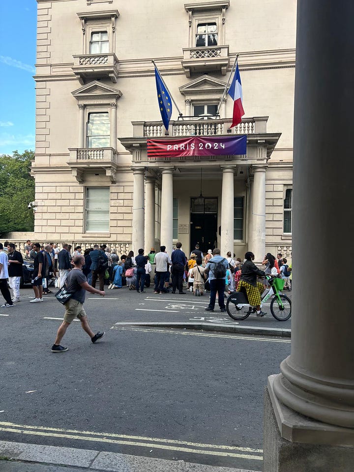 About 50 Catholics gather to say a rosary of reparation outside the French Consulate for the Paris blasphemies.