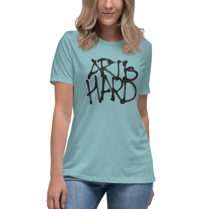 Art is Hard t-shirt worn by two men and two women.