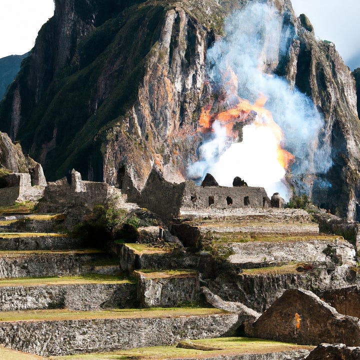 Machu Picchu grows in flames