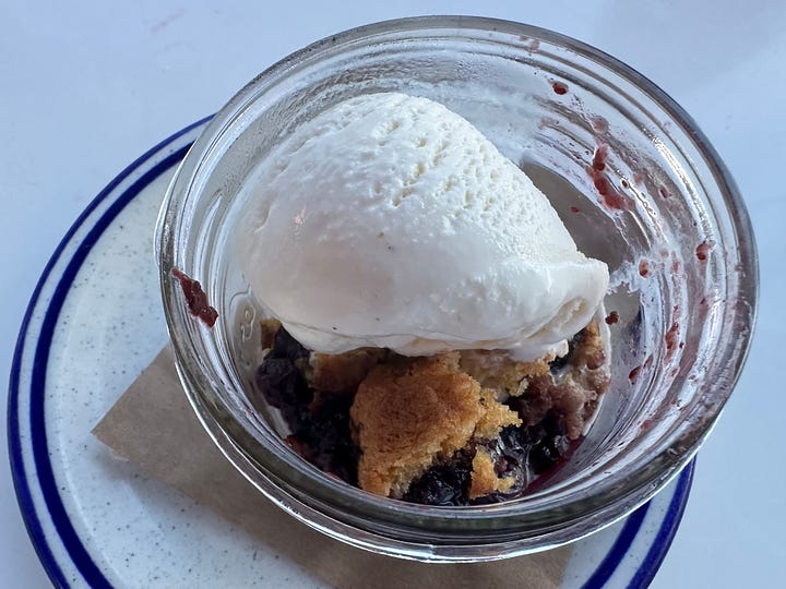 Desserts at the Homeport on Martha's Vineyard: key lime pie and blueberry cobbler.