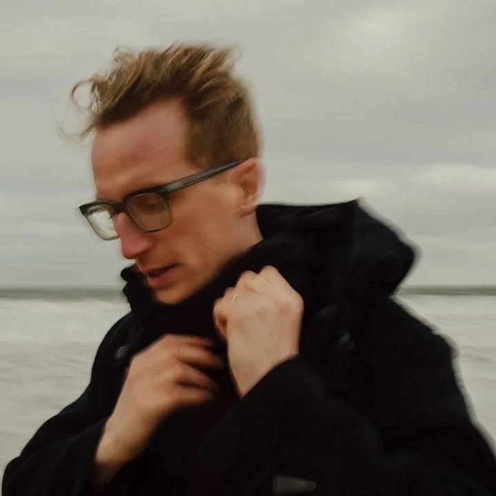 Left: Oisin Leech — Right: the cover art for Oisin's album Cold Sea