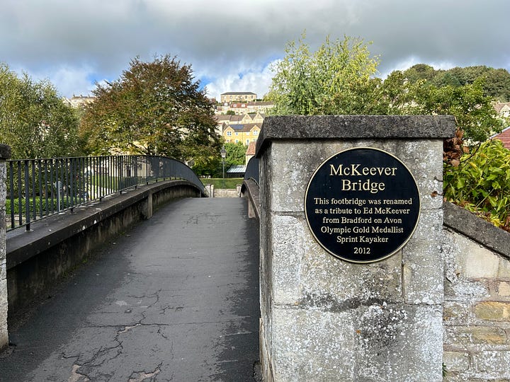 Two plaques on the bridge crossing the River Avon, Bradford on Avon. 1. Jazz Carlin 2 Ed McKeever Images: Roland's Travels