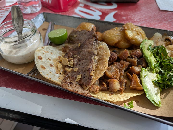 Part of the Aztec “Templo Mayor” aka Tenochtitlan temple that was literally buried near the main National Square and wasn’t rediscovered until the 1970s. Some tacos we enjoyed in Mexico City.