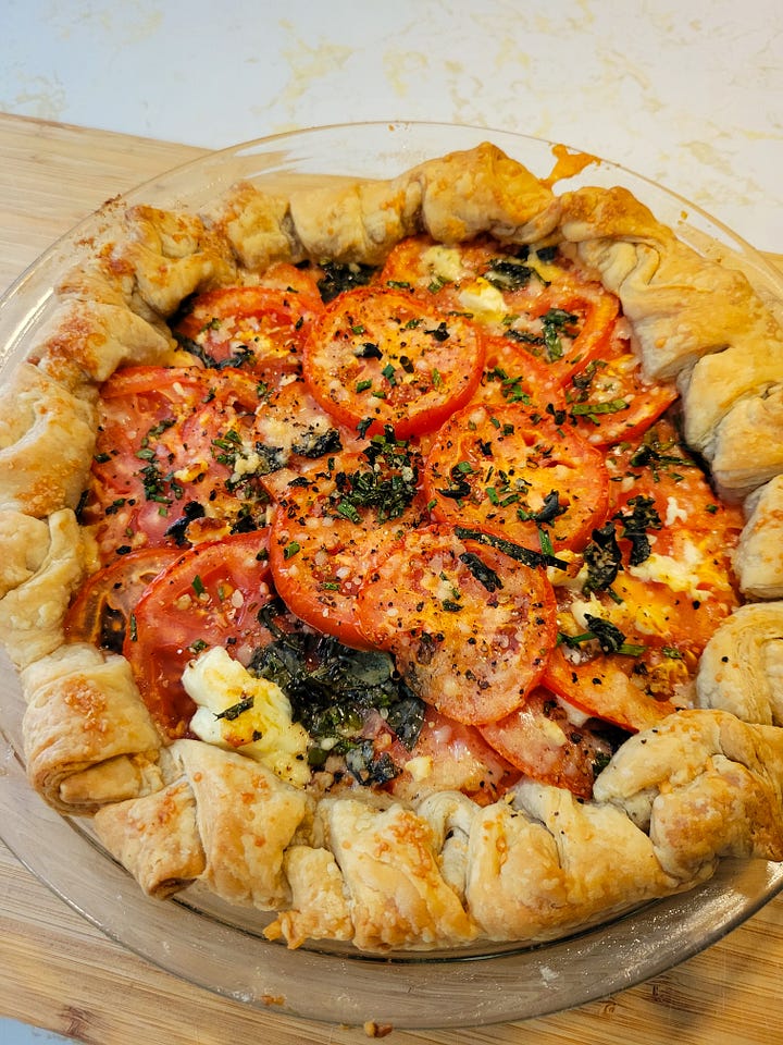 From rolling out the crust to baked tomato tart