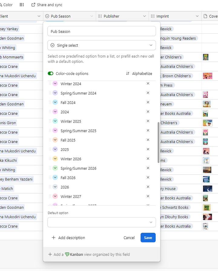 screenshots showing a calendar field type and single select field type