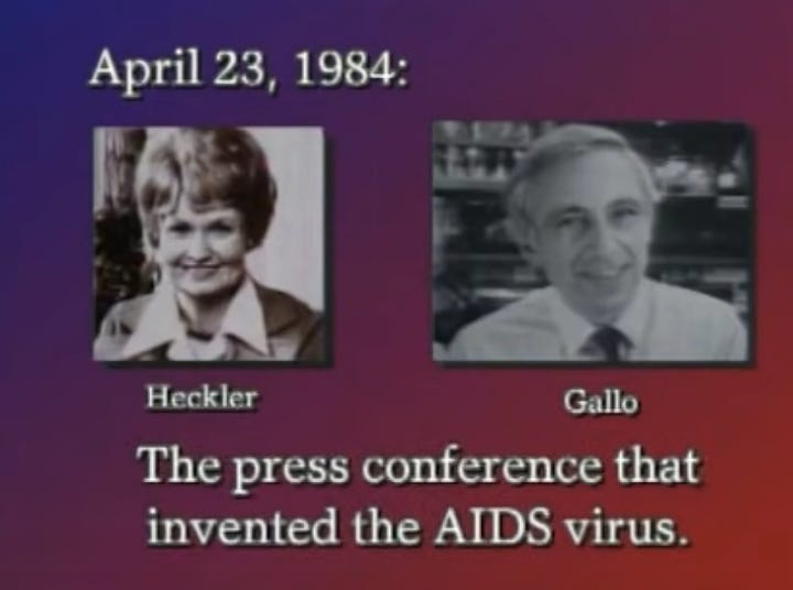 HHS SEC> MARGARET HECKLER ANNOUNCES AIDS VIRUS