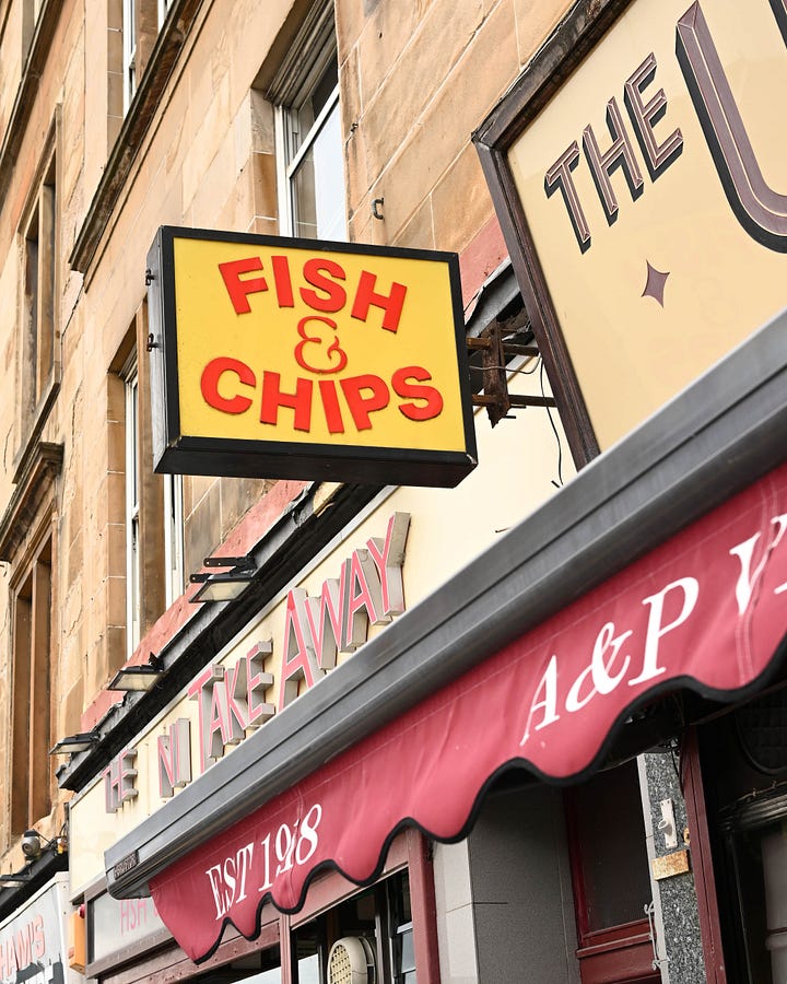 fish & chips and scottish breakfasts at an anthony bourdain approved spot in glasgow